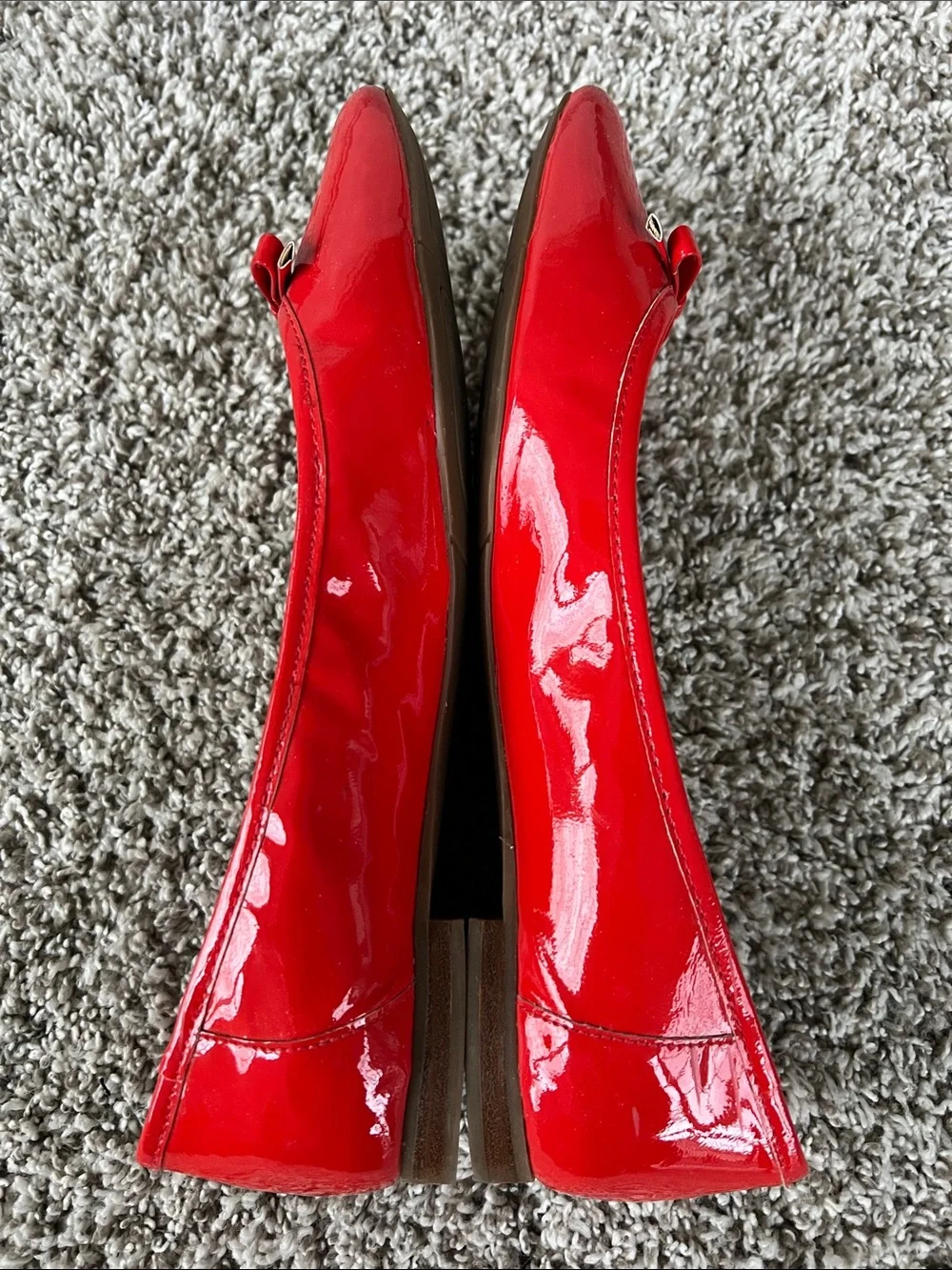 Nine West Women's Red Leather Bow Flats Shoes Size 8.5